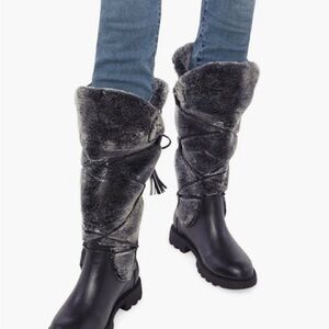 Women's Gray Fur-Lined Boots